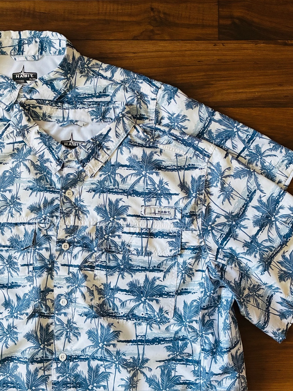 Habit Mens Outdoor Vented Fishing Short Sleeve Size XL Bundle Palm Tree Print